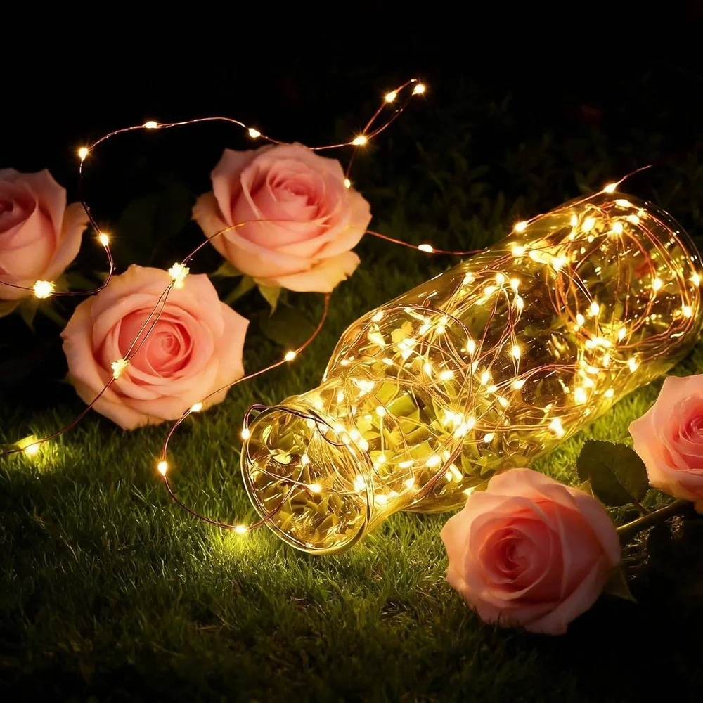 Warm White LED Fairy Lights Battery Operated 8 Modes Waterproof Copper Wire 2pk